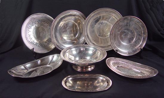 Appraisal: Group of Sterling Silver Holloware Includes reticulated bread tray Daniel