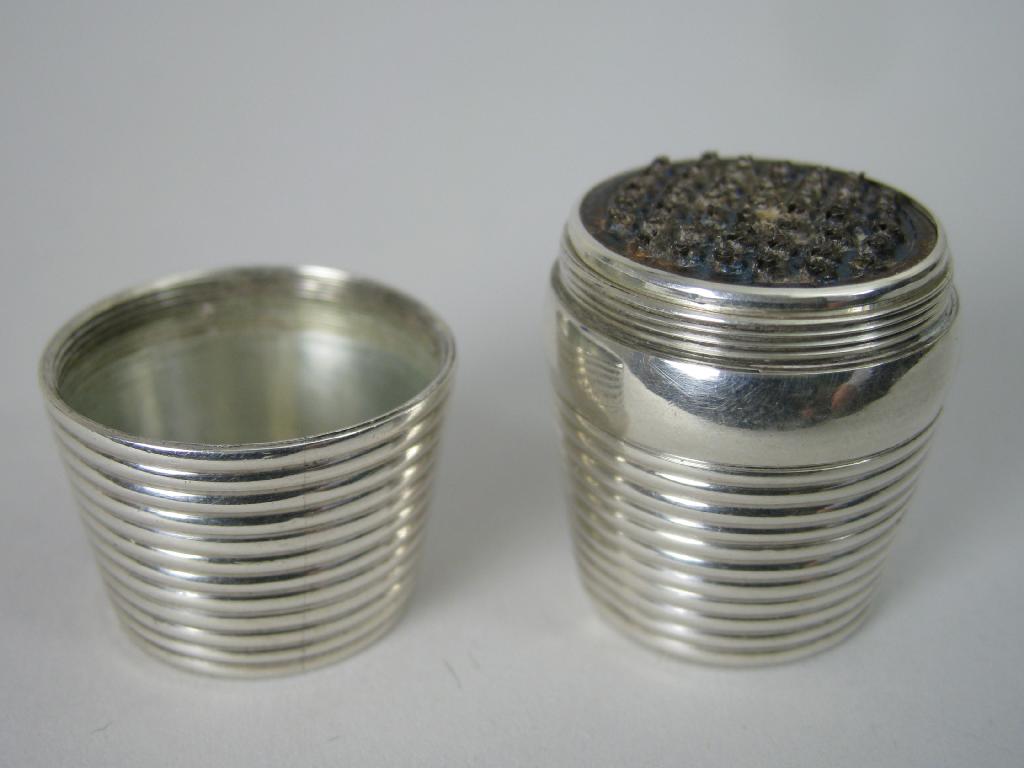 Appraisal: A George IV barrel shape Nutmeg Grater with reeded design