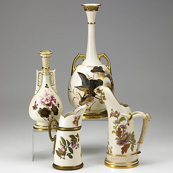 Appraisal: ROYAL WORCESTERTwo vases and two pitchers th c Tallest