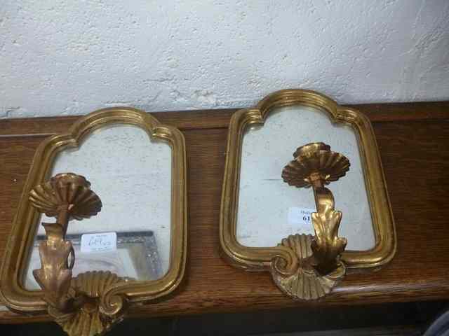 Appraisal: A PAIR OF GILT FRAMED GIRONDELLE MIRRORS single sconce arms