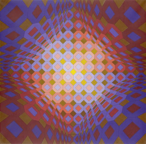 Appraisal: VASARELY VICTOR P cs - Paris - Oil on canvas