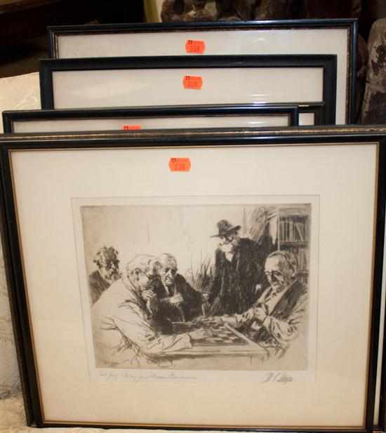 Appraisal: D C Sturgis Nine assorted framed etchings all signed Estimate