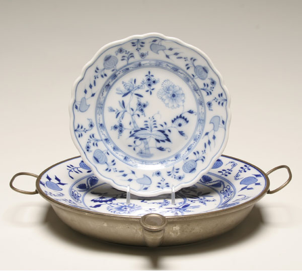 Appraisal: Meissen hand painted blue onion plates bread and butter plate