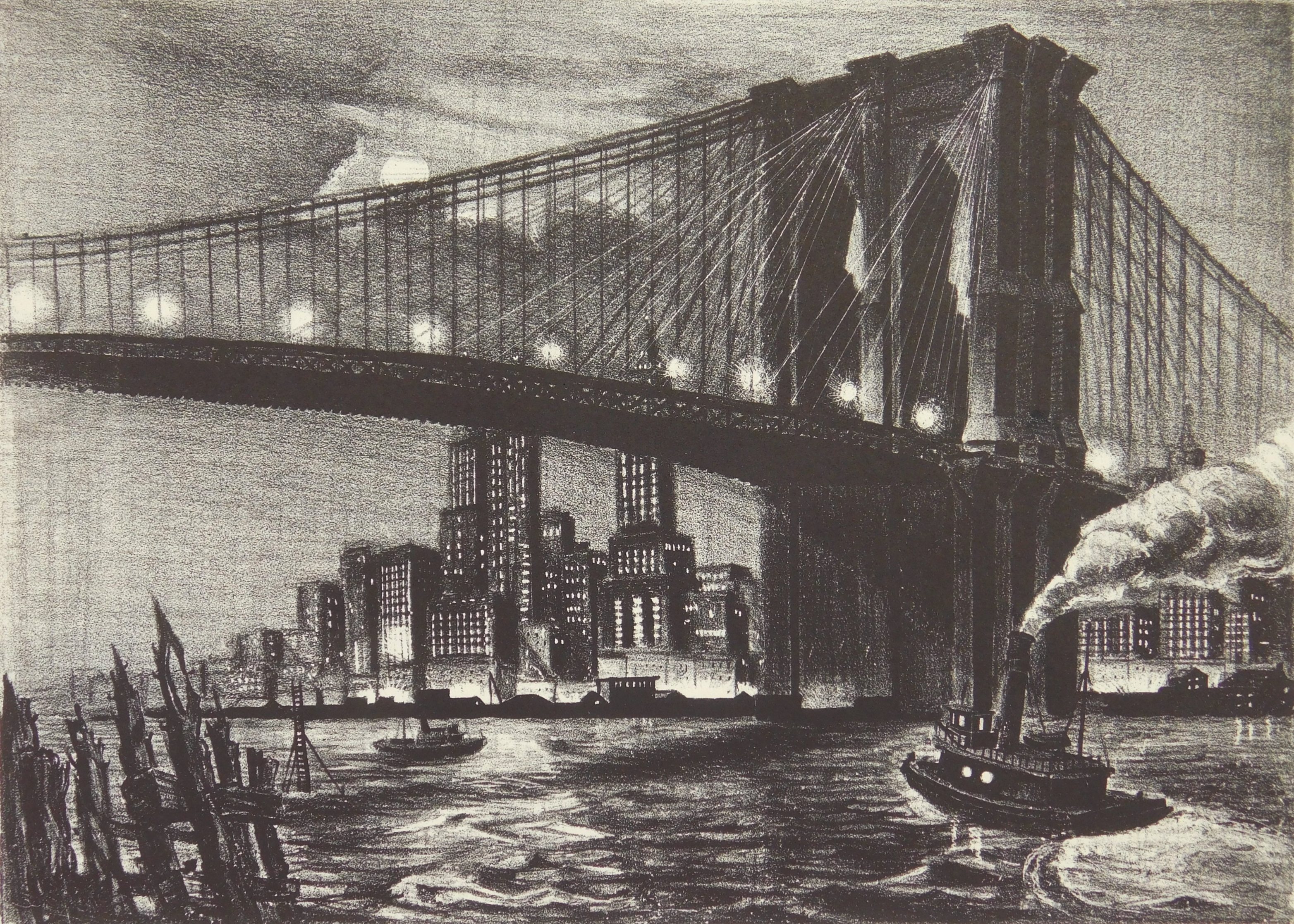 Appraisal: Richard Bergere - ''Twilight Over Brooklyn Bridge'' AAA Czestochowski -