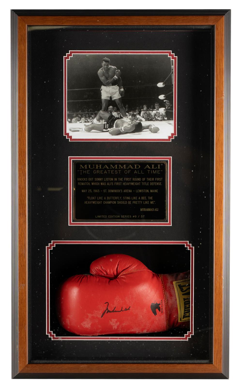 Appraisal: FRAMED MUHAMMAD ALI DIORAMAnumbered glove signed with marker and dedication