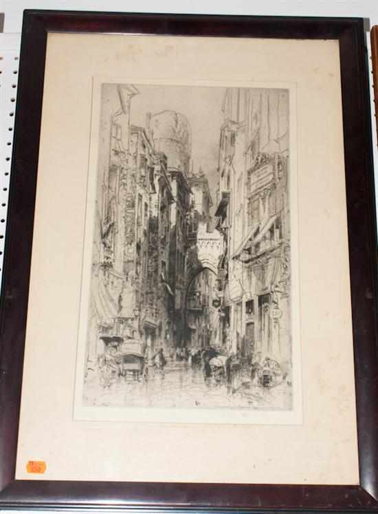 Appraisal: Headley Fitton English th century London Street Scene drypoint etching