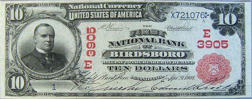 Appraisal: series dollar red seal Birdsboro note