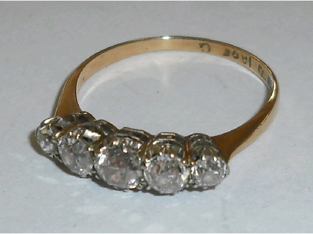 Appraisal: ct five stone rose cut diamond ring ct approx size