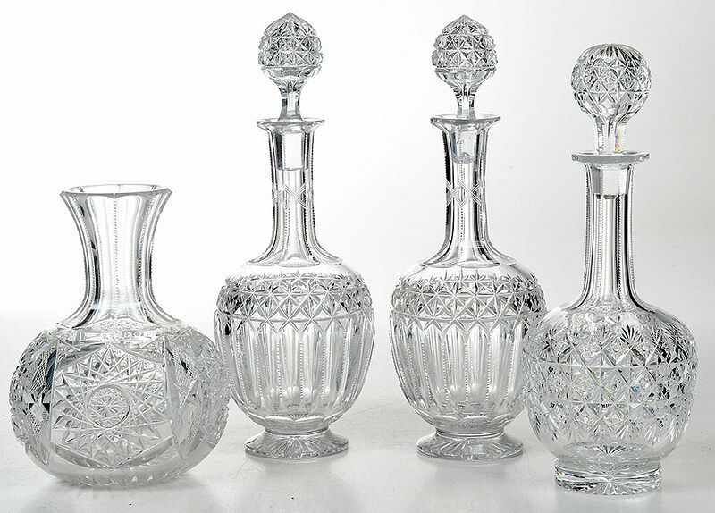 Appraisal: Four Cut Glass Decanters and Carafe American late th early