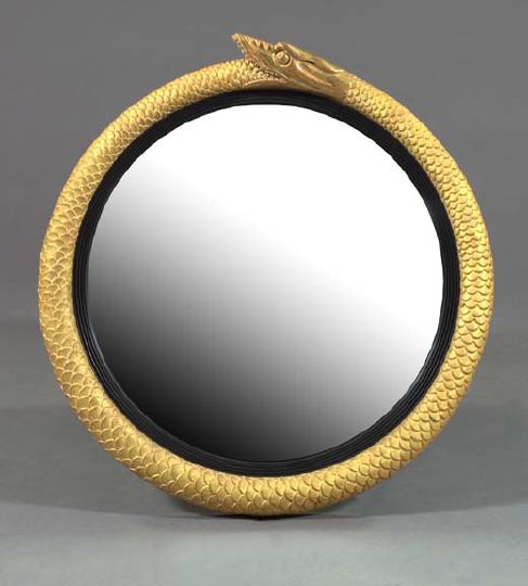 Appraisal: Large English Carved Giltwood Circular Convex or Bull's-Eye Looking Glass