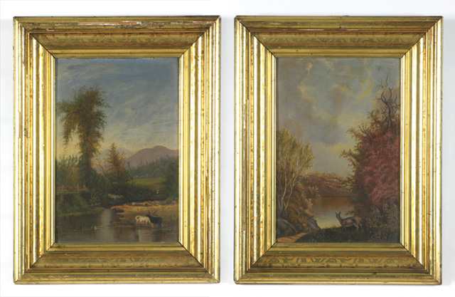 Appraisal: PAIR AMERICAN SCHOOL OILS ON PANEL each a landscape with