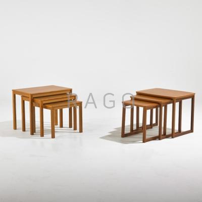 Appraisal: DANISH Two sets teak of nesting tables Denmark s One