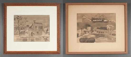 Appraisal: John Deforest Stull American - Two framed pen and ink