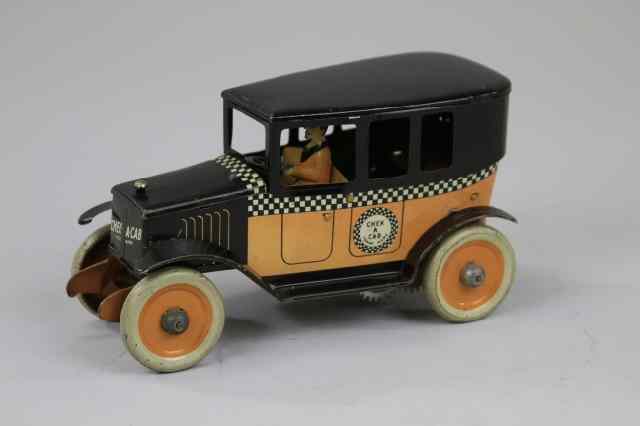 Appraisal: 'CHECK-A-CAB'' Strauss orange and black version lithographed tin checkered striping