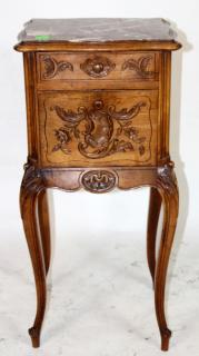 Appraisal: French Louis XV chevet in walnut French Louis XV chevet