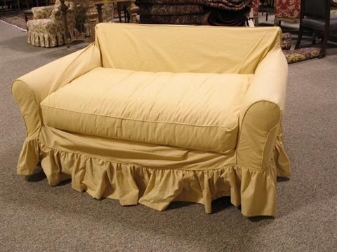 Appraisal: ROWE FURNITURE SLEEPER SOFA With yellow slip cover - h