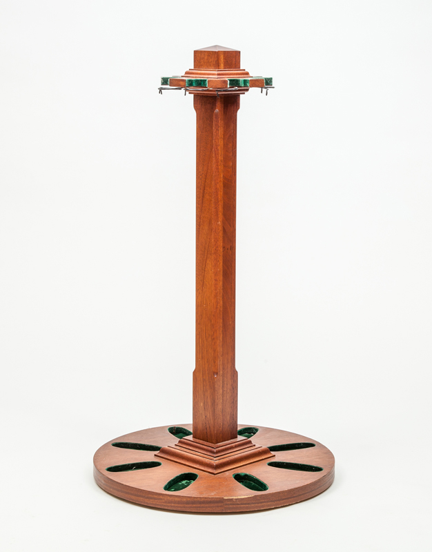 Appraisal: AMERICAN MAHOGANY-VENEERED GUN RACK x in diam Collection of Jean