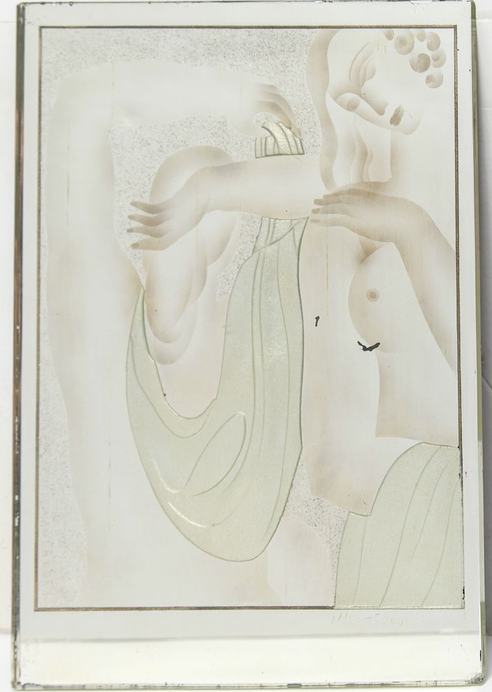 Appraisal: David Harriton Art Deco Female Nudes Mirror Plaque David Harriton