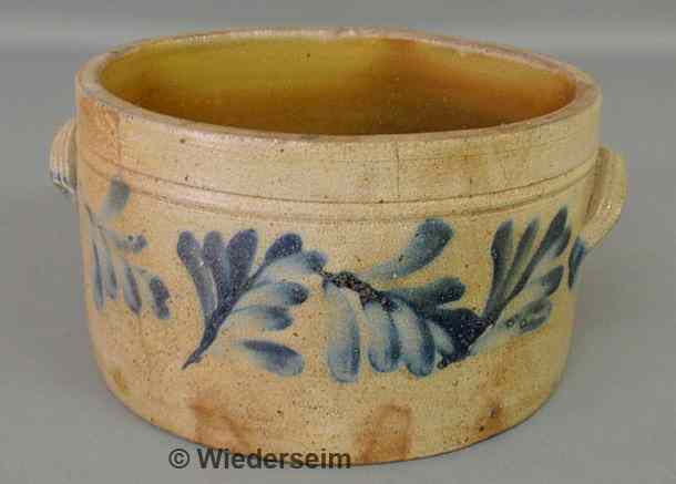 Appraisal: Pennsylvania stoneware cake crock with extensive blue decoration lacking lid