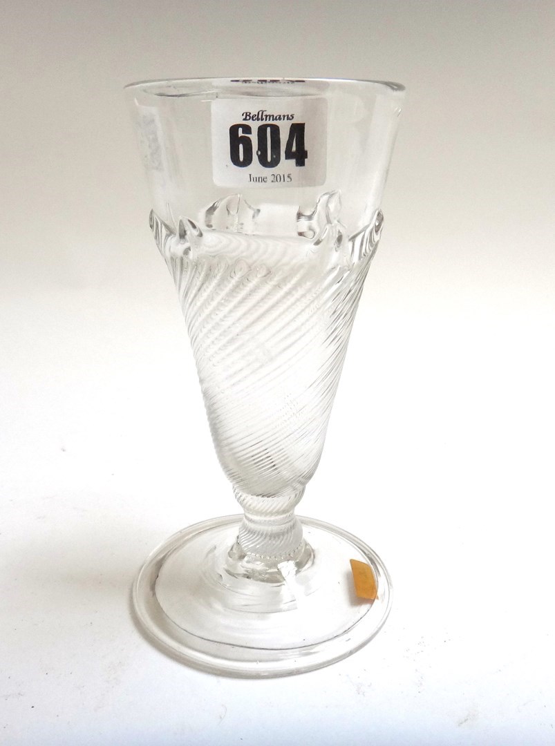 Appraisal: An th century dwarf ale glass the wrythen moulded funnel