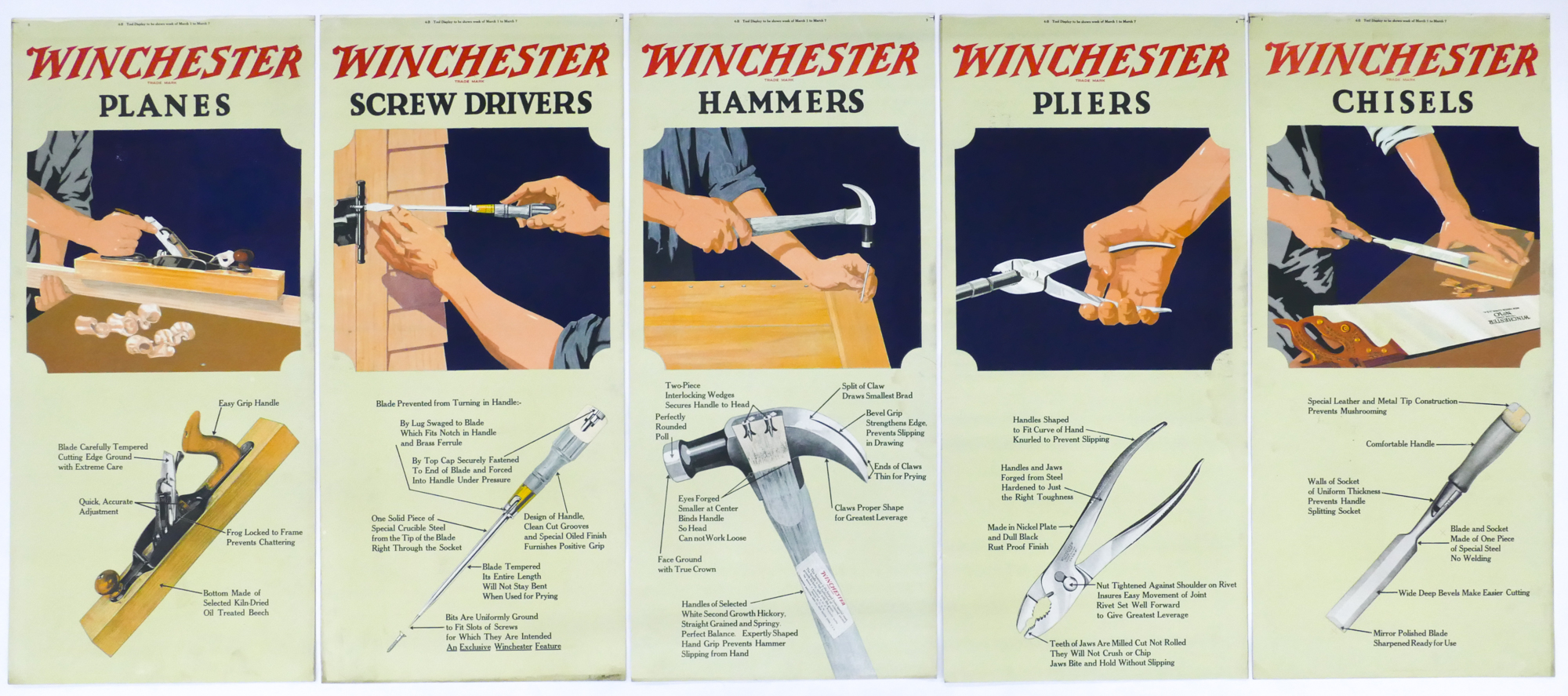 Appraisal: 's Winchester Panel Advertising Double Sided Sign- Flashlight Batteries Hand