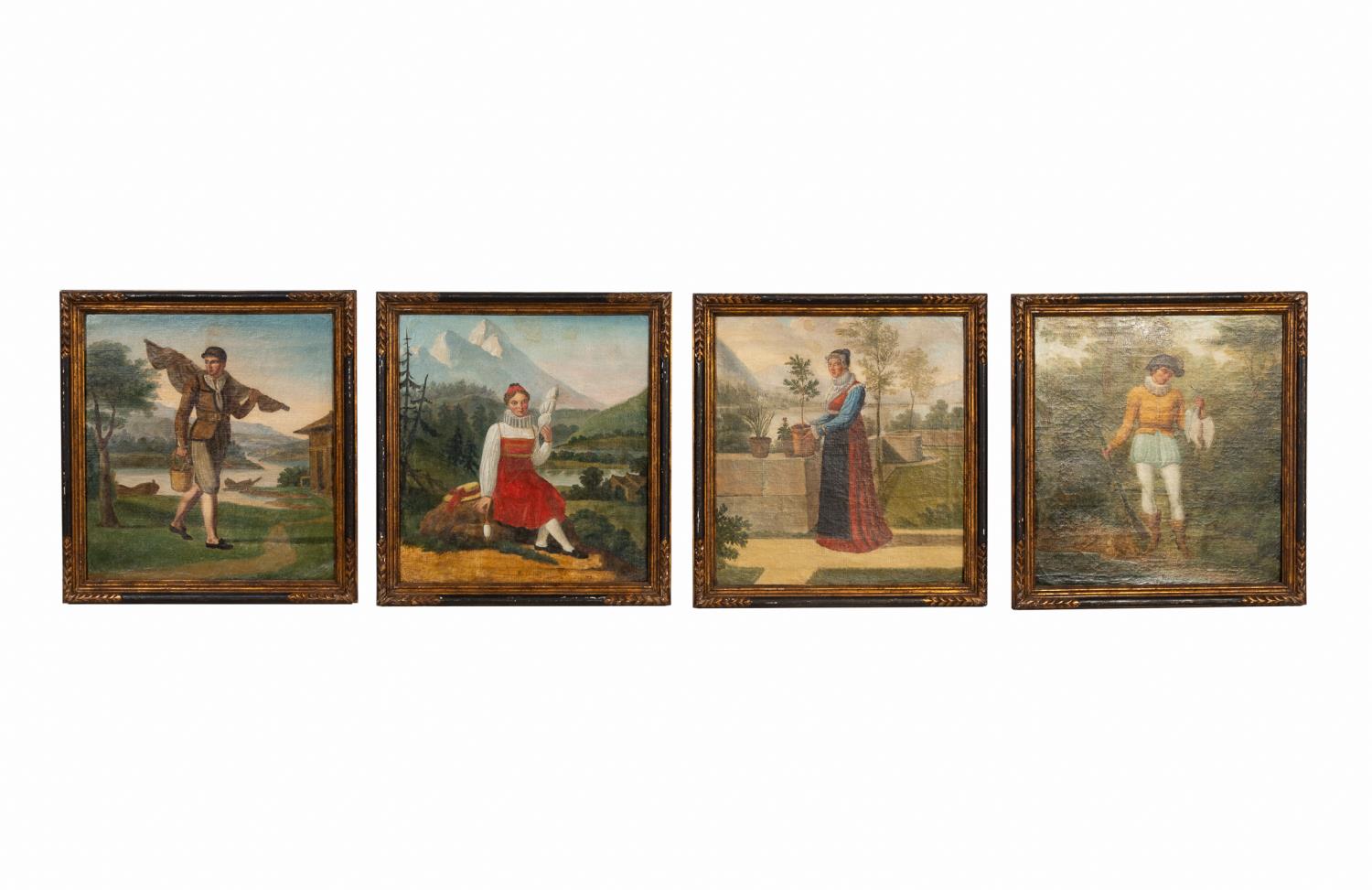 Appraisal: TH C CONTINENTAL O C PAINTINGS OF TRADESPEOPLE Four th