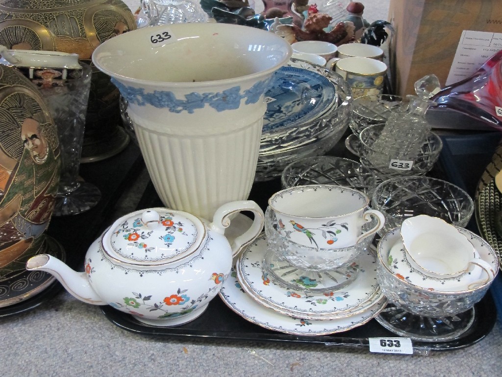 Appraisal: Two blue and white plates depicting a man on a