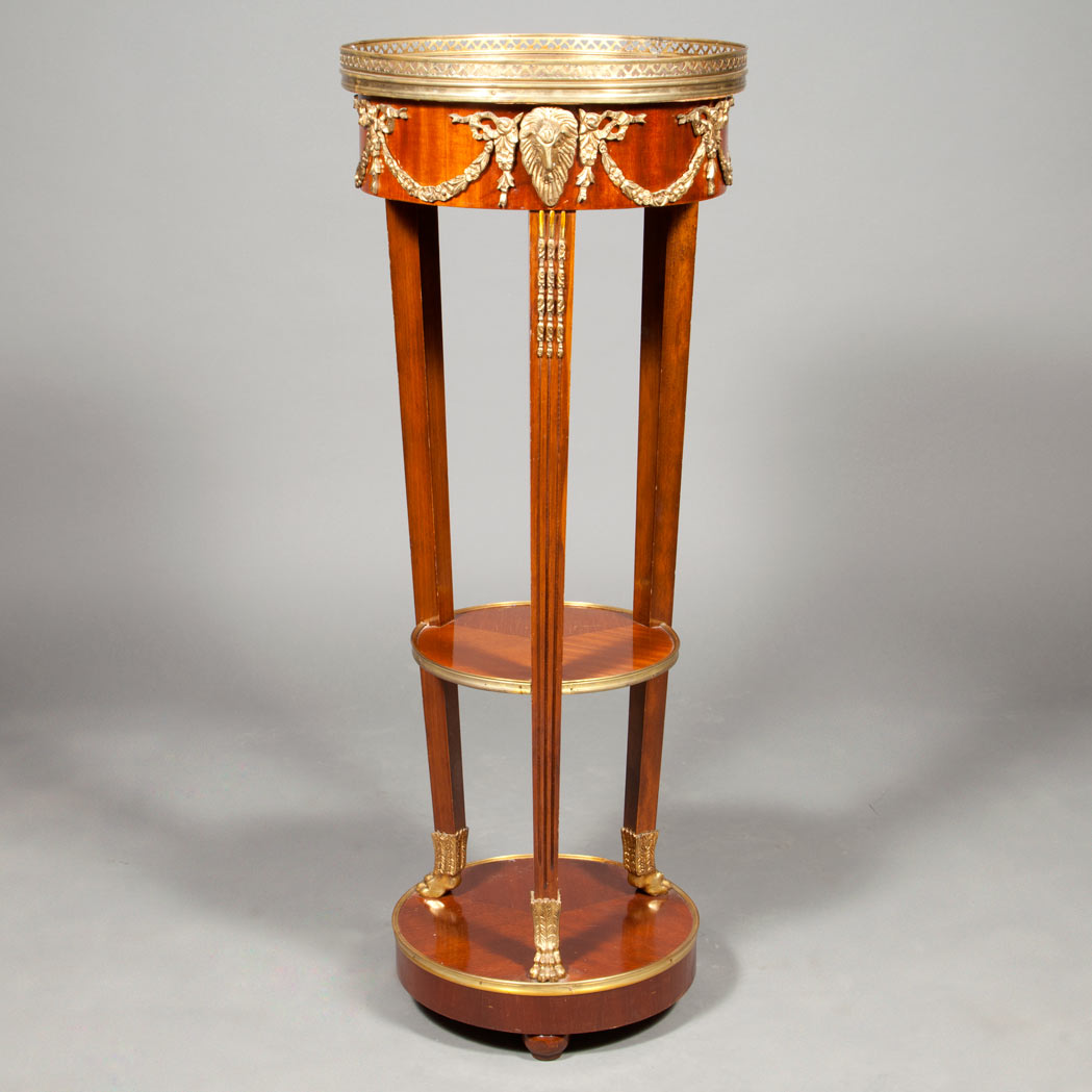 Appraisal: Louis XVI Style Gilt-Metal Mounted Mahogany Pedestal th Century The