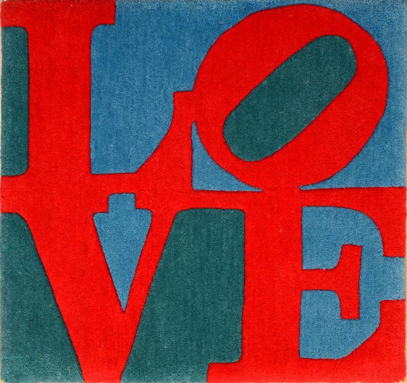 Appraisal: AFTER ROBERT INDIANA b SKY LOVE Wool tapestry numbered with