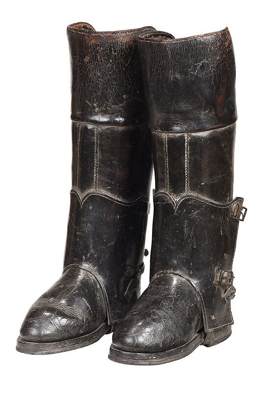 Appraisal: Pair of Oversize Leather Riding Boots British American probably th