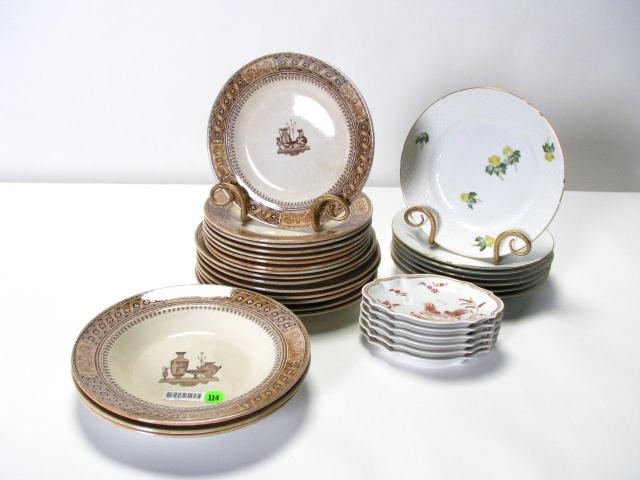 Appraisal: Group of porcelain plates three patterns Greek urn pattern includes