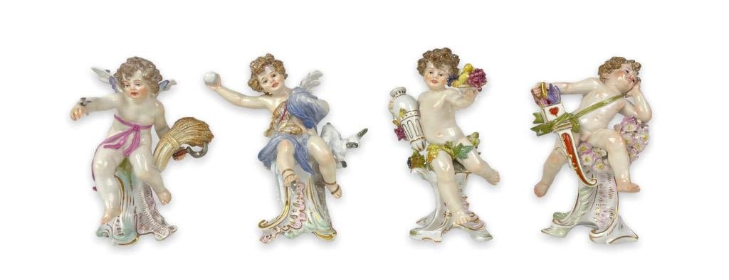 Appraisal: Antique Meissen The Four Seasons Figurinesc - As Is Each