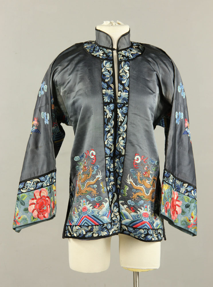 Appraisal: - Chinese Robe Robe China embroidered silk decorated with rose