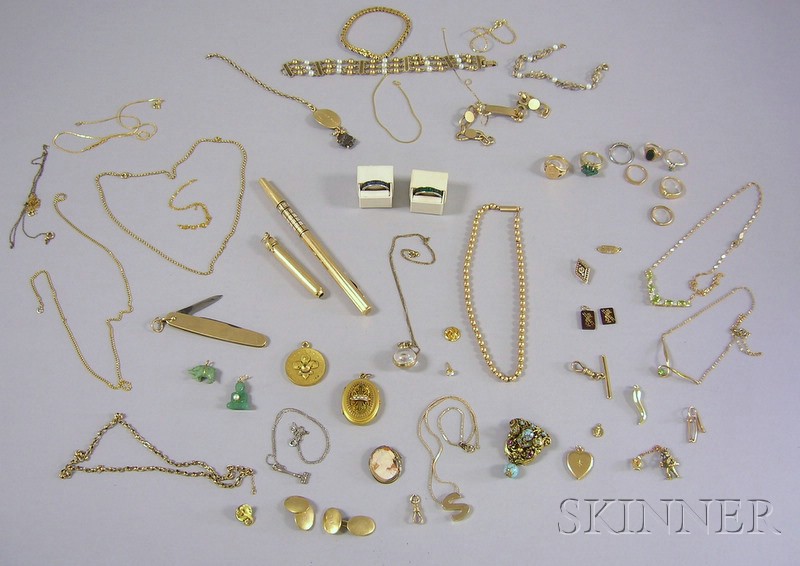 Appraisal: Large Group of Mostly Gold Jewelry including two gem-set eternity