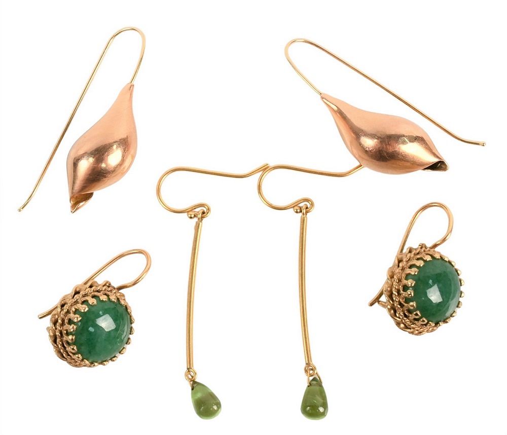 Appraisal: Three Pairs of Karat Gold Earrings to include one pair