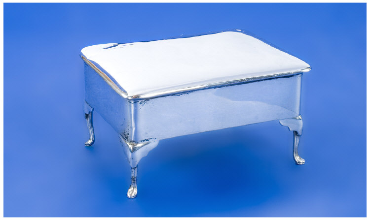 Appraisal: Silver Trinket Box Of Rectangular Plain Form The Hinged Lid