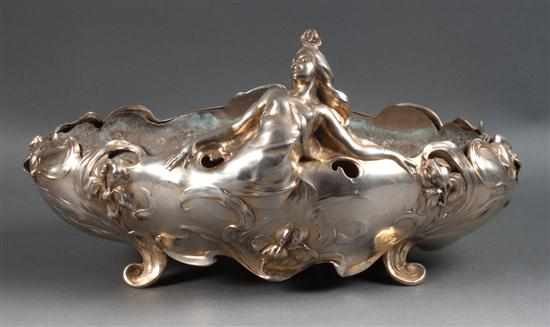 Appraisal: French art-nouveau silver-plated planter signed C Bonnefond late th century