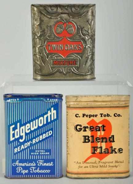 Appraisal: Lot of Vertical Pocket Tobacco Tins Description Includes Edgeworth Twin