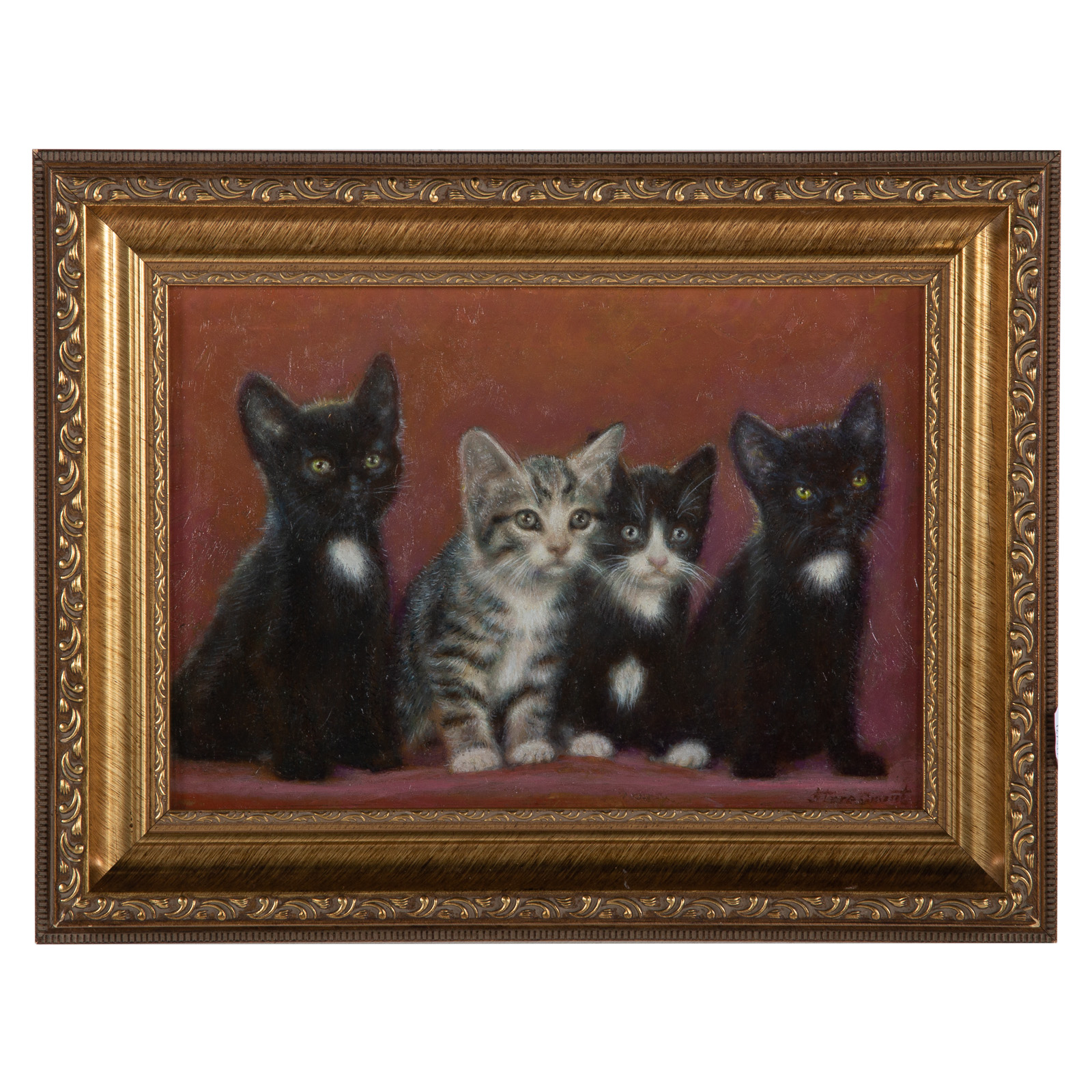 Appraisal: STERE GRANT FOUR KITTENS OIL Romanian th st century Oil