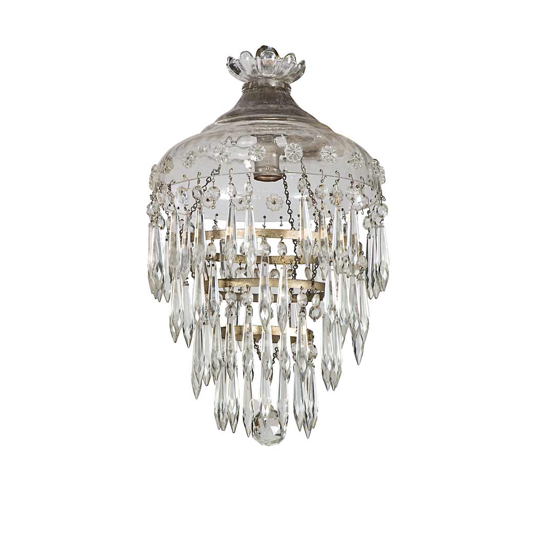 Appraisal: Neoclassical Style Gilt-Metal and Glass Four-Tier Prism Hall Light Height