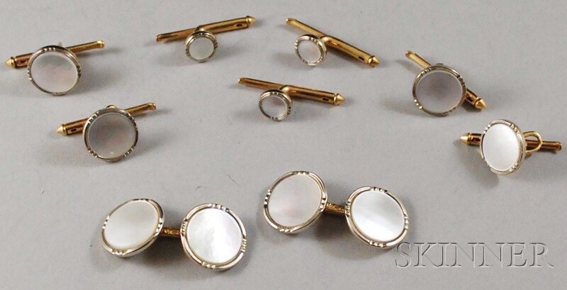 Appraisal: kt Gold and Mother-of-pearl Dress Set Larter Sons including a