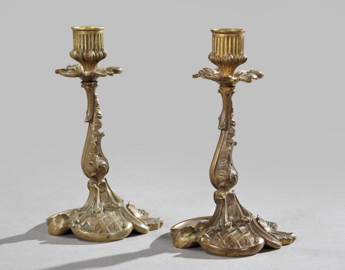 Appraisal: Pair of Napoleon III Gilt-Bronze Candlesticks third quarter th century