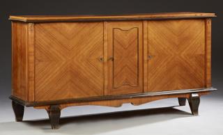 Appraisal: French Carved Mahogany Sideboard th c with a crotched top