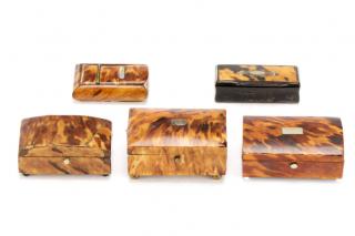 Appraisal: Collection of English Tortoiseshell Snuff Boxes English early th century