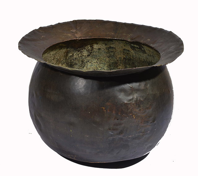 Appraisal: A TH CENTURY COPPER COPPER with flared rim cm high