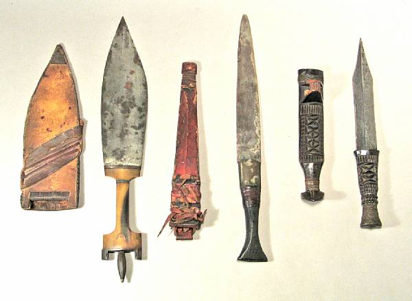 Appraisal: A lot of three African edged weapons th century Comprising