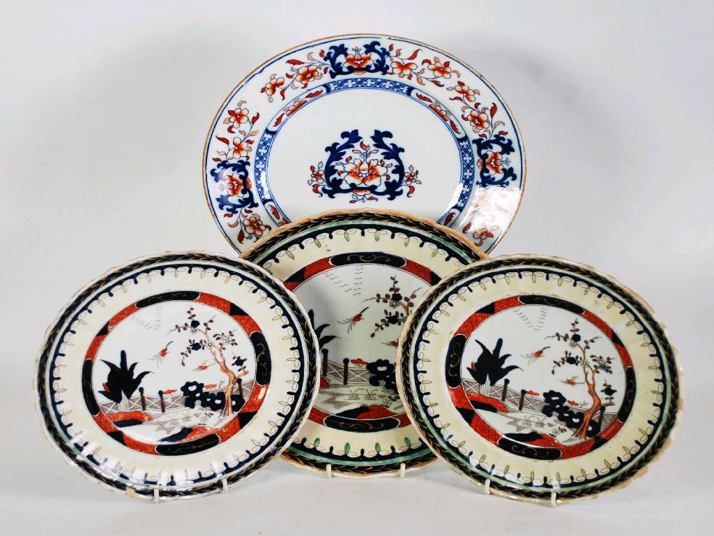 Appraisal: NINETEENTH CENTURY MASONS IRONSTONE CHINA PLATE the centre printed and