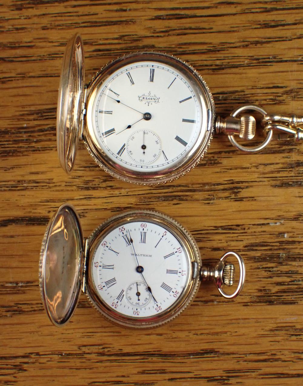 Appraisal: TWO HUNTER CASE POCKET WATCHES Waltham model Lady Waltham grade