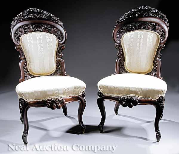 Appraisal: A Good Pair of American Rococo Carved and Laminated Rosewood