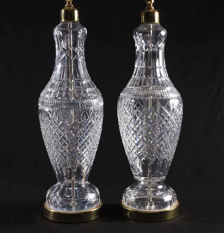 Appraisal: PAIR WATERFORD CRYSTAL TABLE LAMPS Matched pair marked Waterford overall